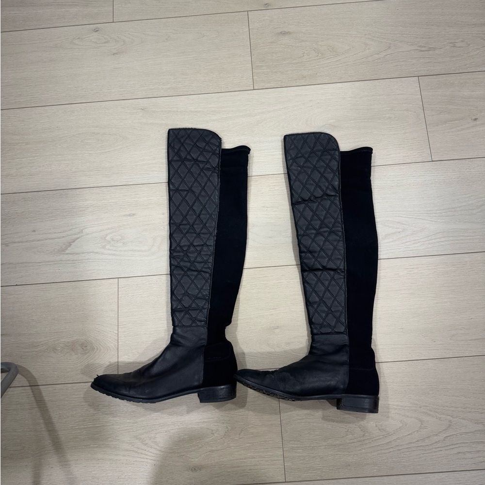 Stuart Weitzman 50/50 leather quilted boots 7.5 - Picture 2 of 12